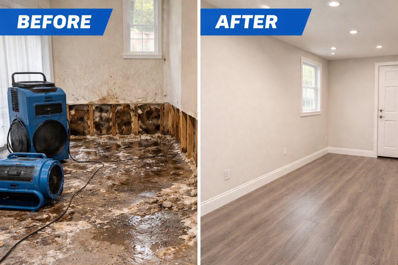 Water damage room restoration before and after Charleston SC