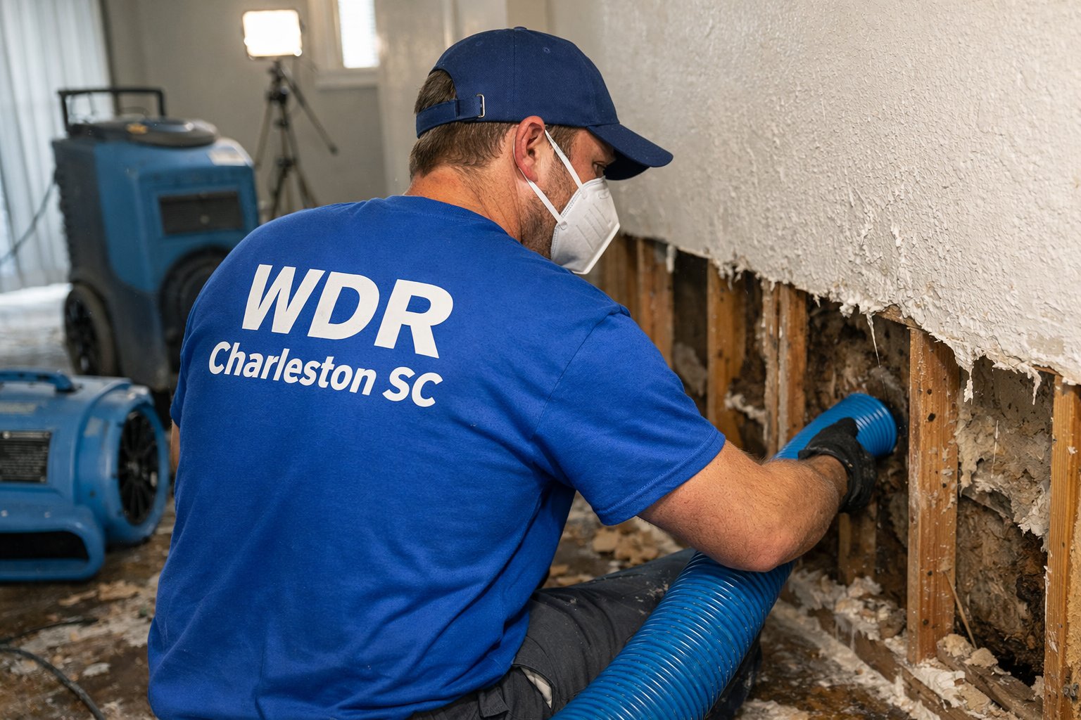 WDRSC certified water damage restoration technician working in Charleston SC home
